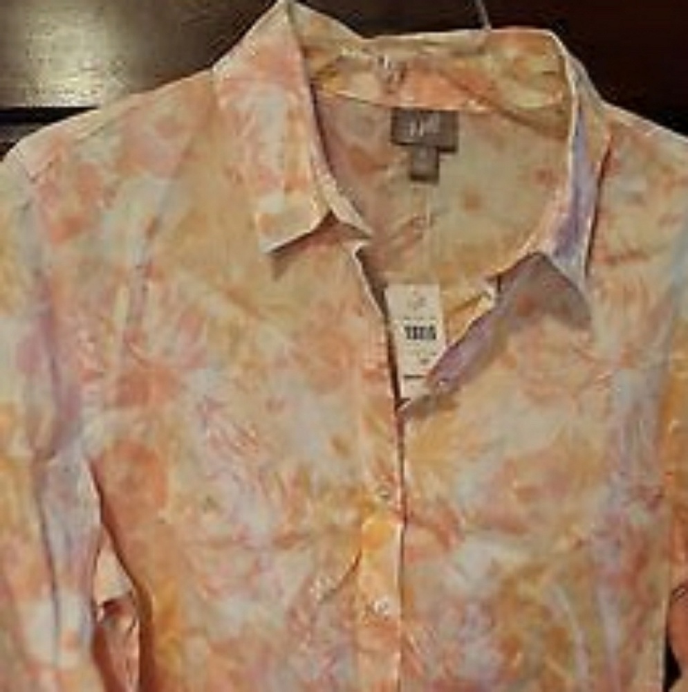 NWT JJill floral linen blouse. Peach & cream PM.